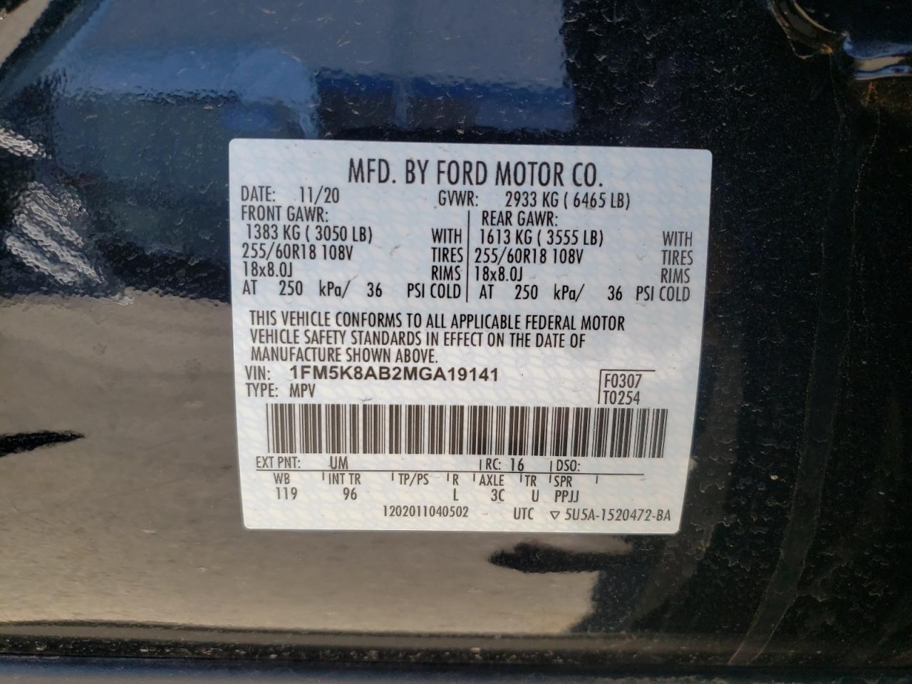 Photo 10 from auction – 2021 FORD EXPLORER P with VIN 1FM5K8AB2MGA19141