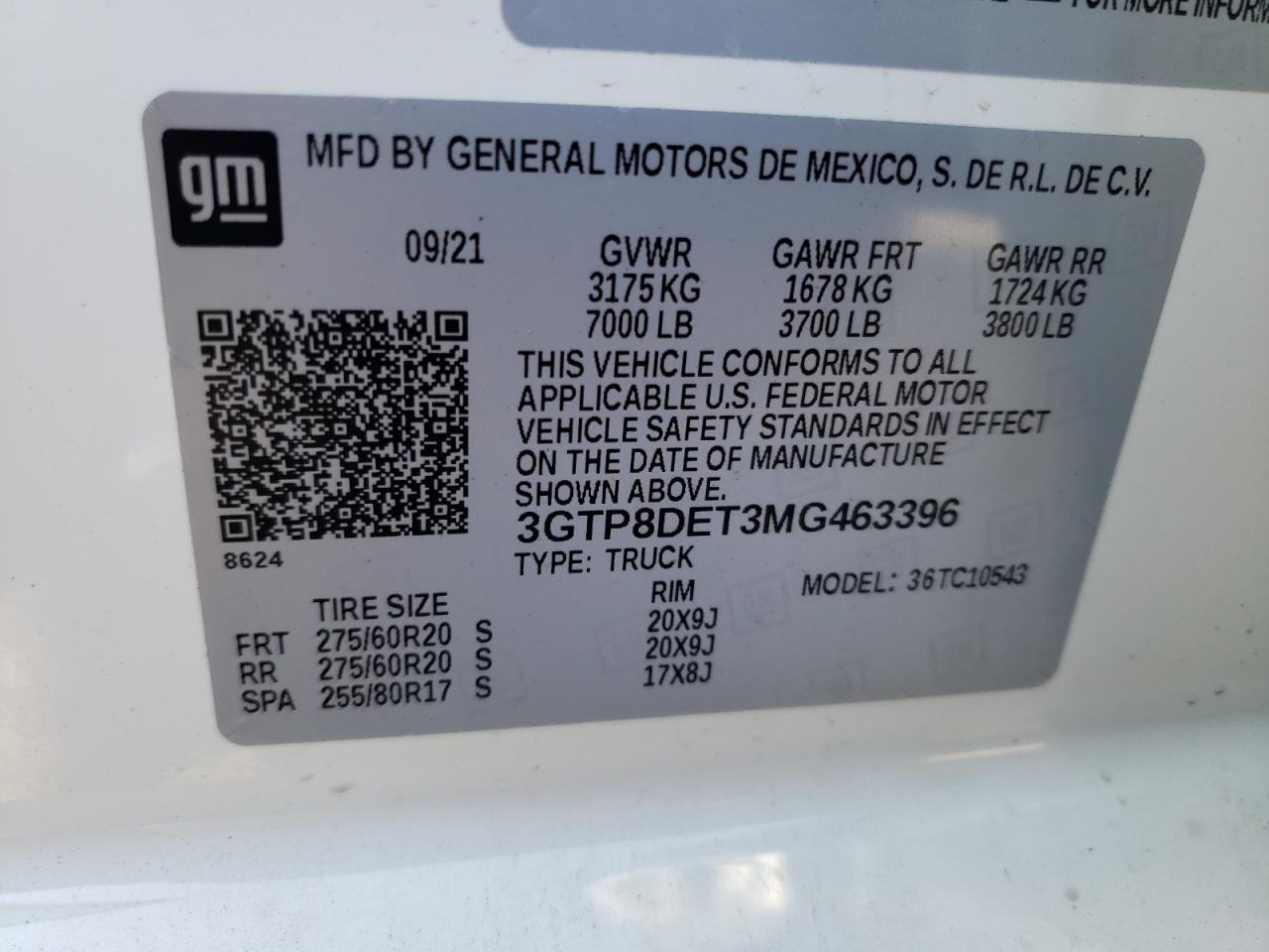 Photo 10 from auction – 2021 GMC SIERRA C15 with VIN 3GTP8DET3MG463396