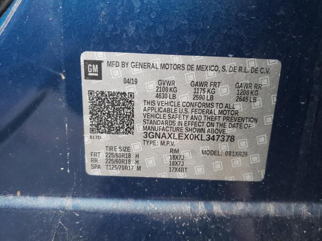 Photo 10 from auction – 2019 CHEVROLET EQUINOX LT with VIN 3GNAXLEX0KL347378