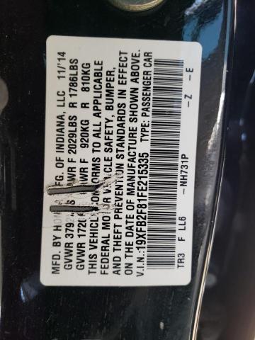 Photo 10 from auction – 2015 HONDA CIVIC EX with VIN 19XFB2F81FE215335