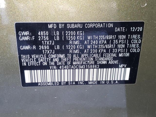 SUBARU OUTBACK PR 2021 with VIN 4S4BTADC5M3158862 - Photo from auction