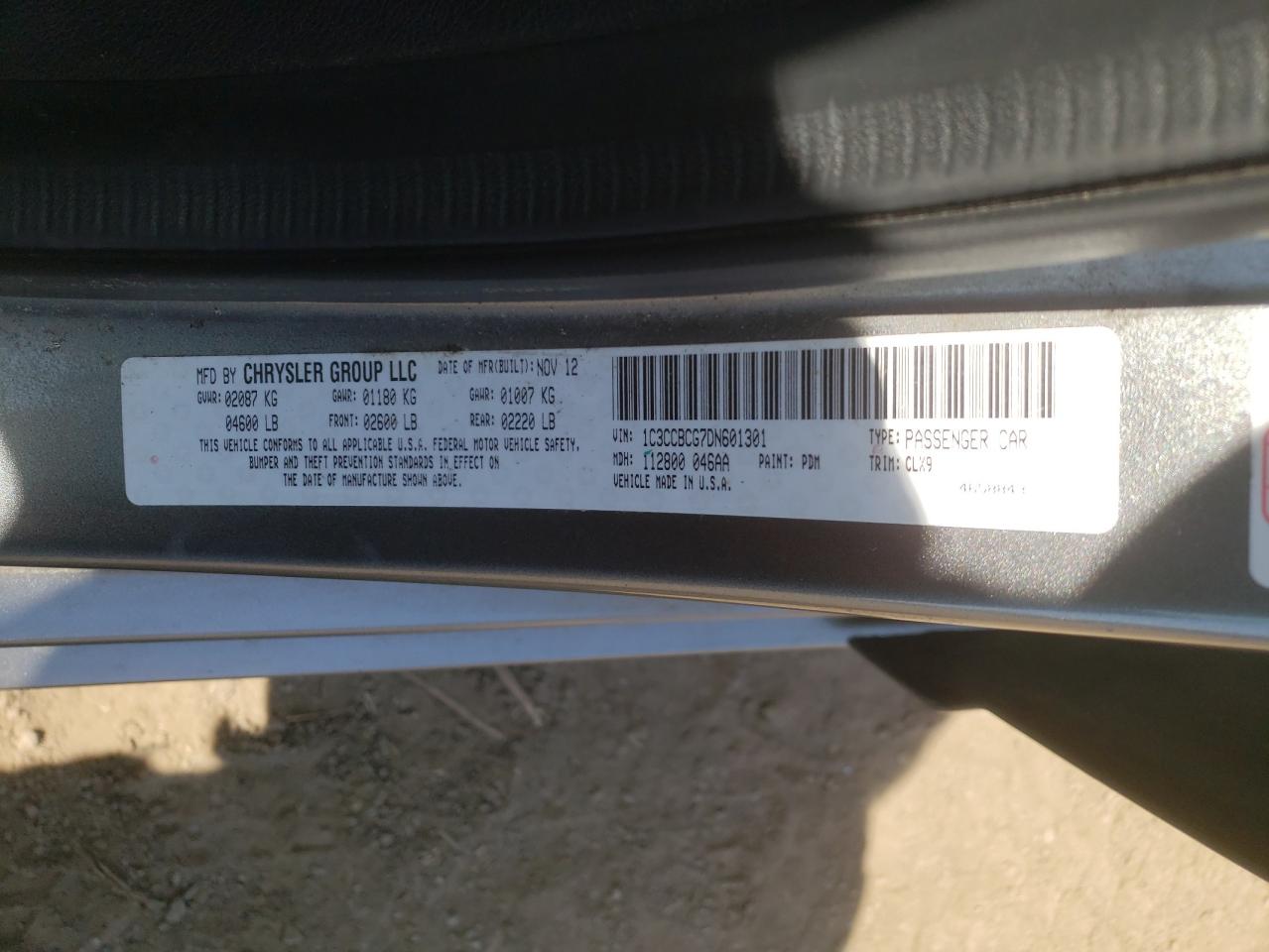 Photo 10 from auction – 2013 CHRYSLER 200 LIMITE with VIN 1C3CCBCG7DN601301