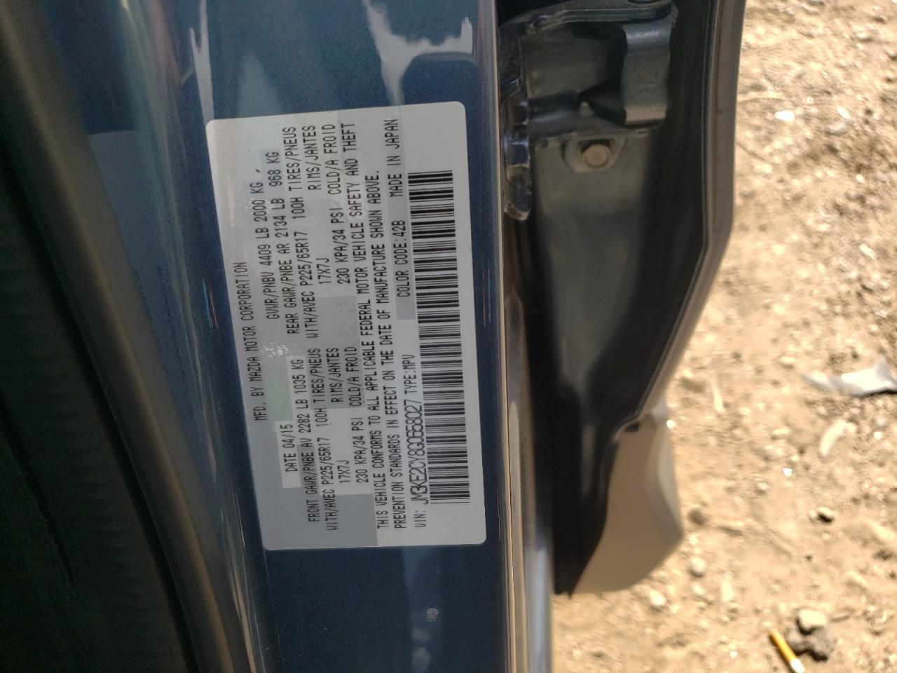Photo 10 from auction – 2016 MAZDA CX-5 TOURI with VIN JM3KE2CY8G0658027