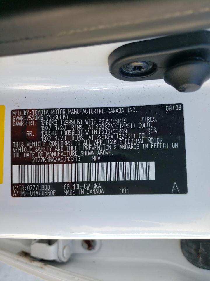 صورة رقم 10 من المزاد - 2010 LEXUS RX 350 مع VIN 2T2ZK1BA7AC013313