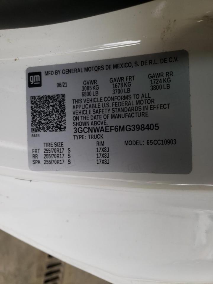 Photo 10 from auction – 2021 CHEVROLET SILVERADO with VIN 3GCNWAEF6MG398405