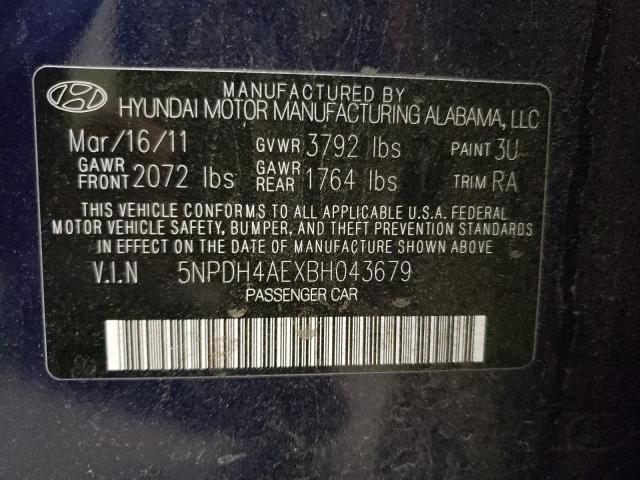 Photo 10 from auction – 2011 HYUNDAI ELANTRA GL with VIN 5NPDH4AEXBH043679