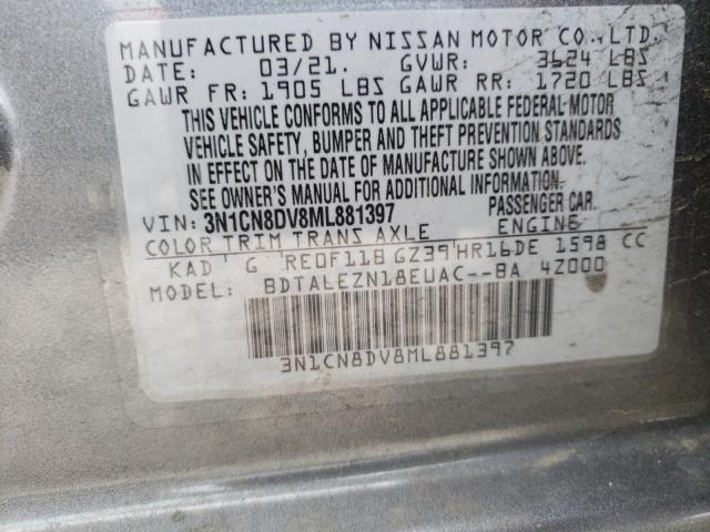 Photo 10 from auction – 2021 NISSAN VERSA S with VIN 3N1CN8DV8ML881397
