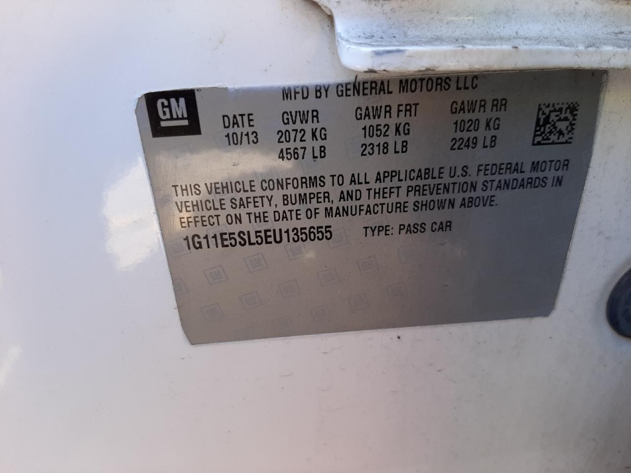 Photo 10 from auction – 2014 CHEVROLET MALIBU 2LT with VIN 1G11E5SL5EU135655