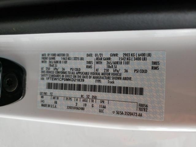 Photo 10 from auction – 2021 FORD F150 SUPER with VIN 1FTEW1CP0MKD21839