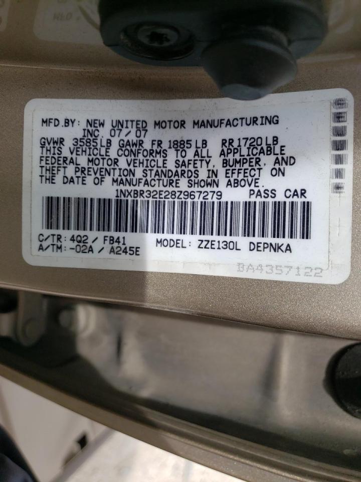 Photo 20 from auction – 2008 TOYOTA COROLLA CE with VIN 1NXBR32E28Z967279