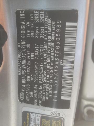 Photo 10 from auction – 2014 KIA SORENTO LX with VIN 5XYKT3A67EG505989