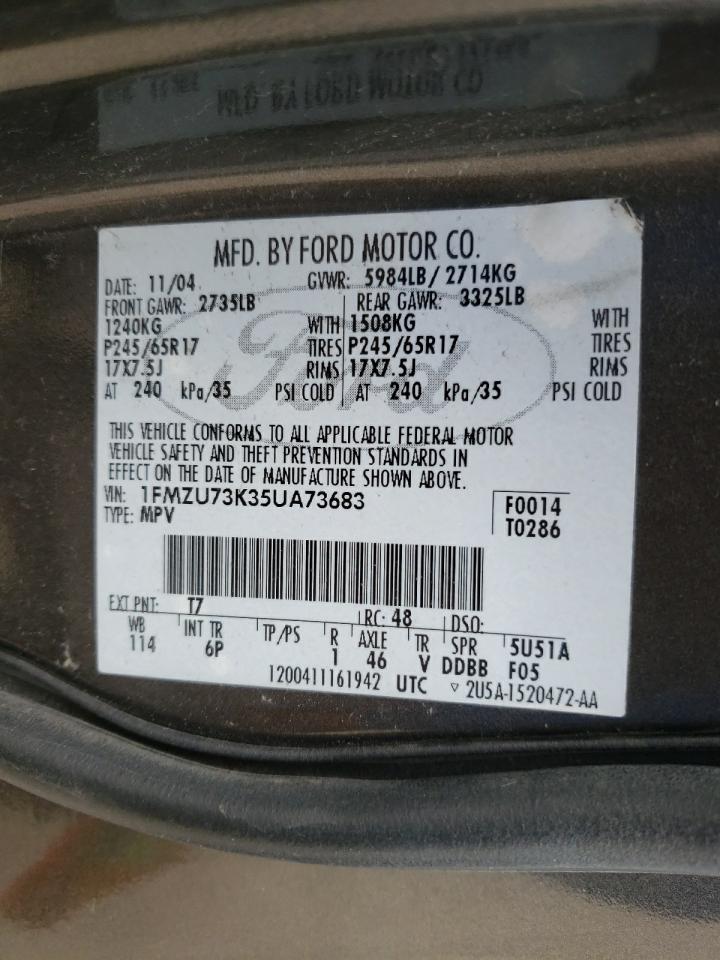 Photo 10 from auction – 2005 FORD EXPLORER X with VIN 1FMZU73K35UA73683