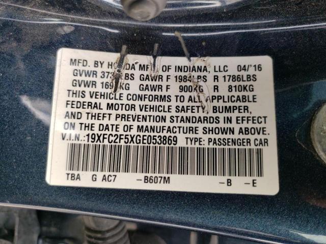 Photo 10 from auction – 2016 HONDA CIVIC LX with VIN 19XFC2F5XGE053869