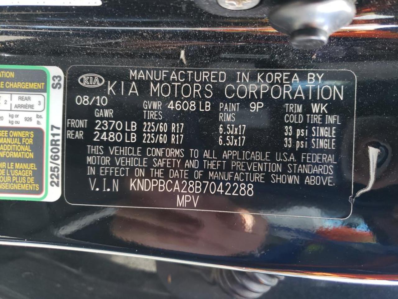 Photo 10 from auction – 2011 KIA SPORTAGE L with VIN KNDPBCA28B7042288