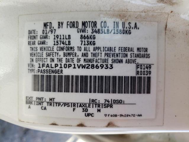 Photo 10 from auction – 1997 FORD ESCORT with VIN 1FALP10P1VW286933