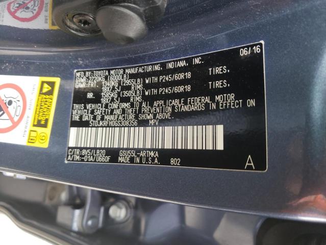 Photo 10 from auction – 2016 TOYOTA HIGHLANDER with VIN 5TDJKRFH0GS308356