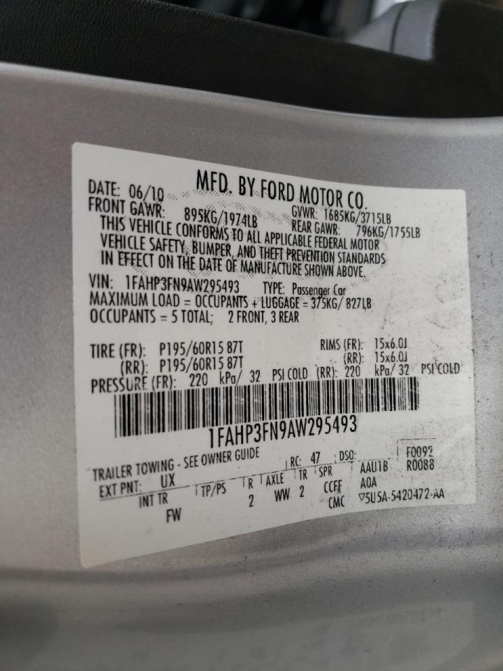 Photo 10 from auction – 2010 FORD FOCUS SE with VIN 1FAHP3FN9AW295493