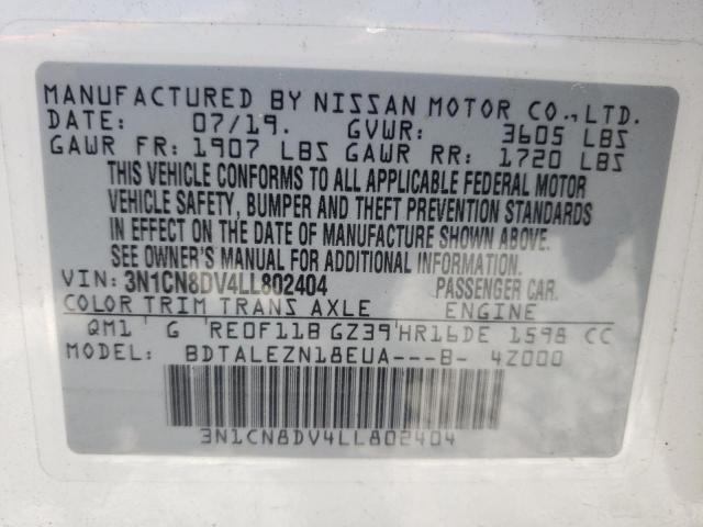 Photo 10 from auction – 2020 NISSAN VERSA S with VIN 3N1CN8DV4LL802404