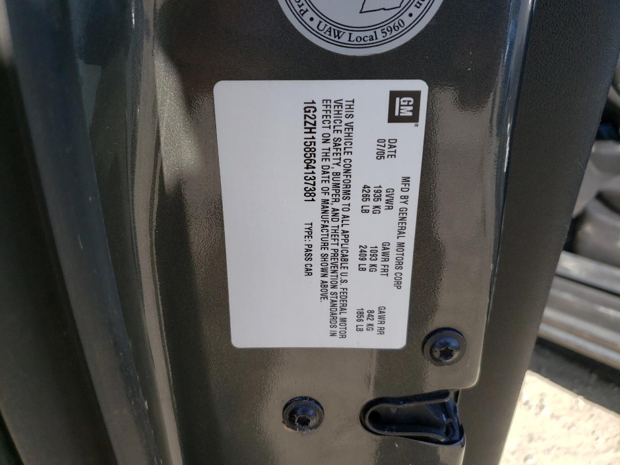 Photo 10 from auction – 2006 PONTIAC G6 GT with VIN 1G2ZH158564137381