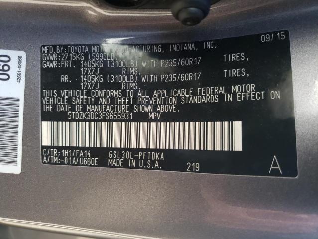 Photo 10 from auction – 2015 TOYOTA SIENNA with VIN 5TDZK3DC3FS655931