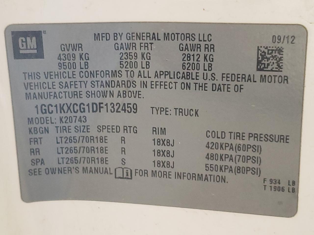 Photo 10 from auction – 2013 CHEVROLET SILVERADO with VIN 1GC1KXCG1DF132459