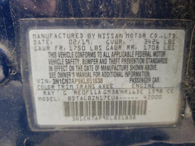 Photo 10 from auction – 2019 NISSAN VERSA S with VIN 3N1CN7AP9KL851838