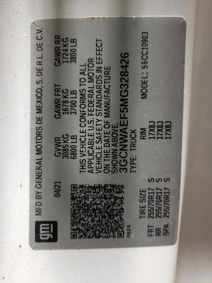 Photo 10 from auction – 2021 CHEVROLET SILVERADO with VIN 3GCNWAEF5MG328426