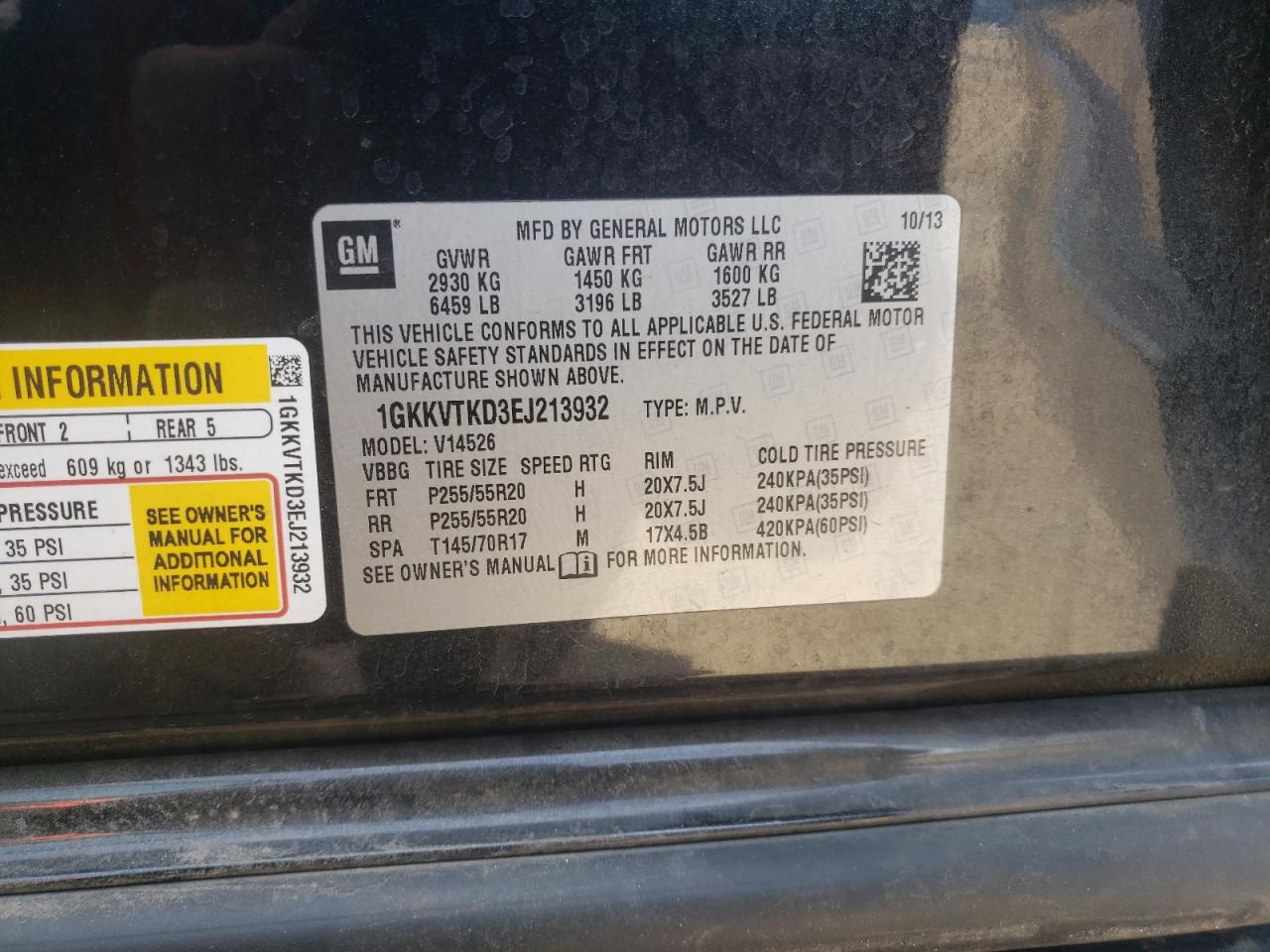 Photo 10 from auction – 2014 GMC ACADIA DEN with VIN 1GKKVTKD3EJ213932
