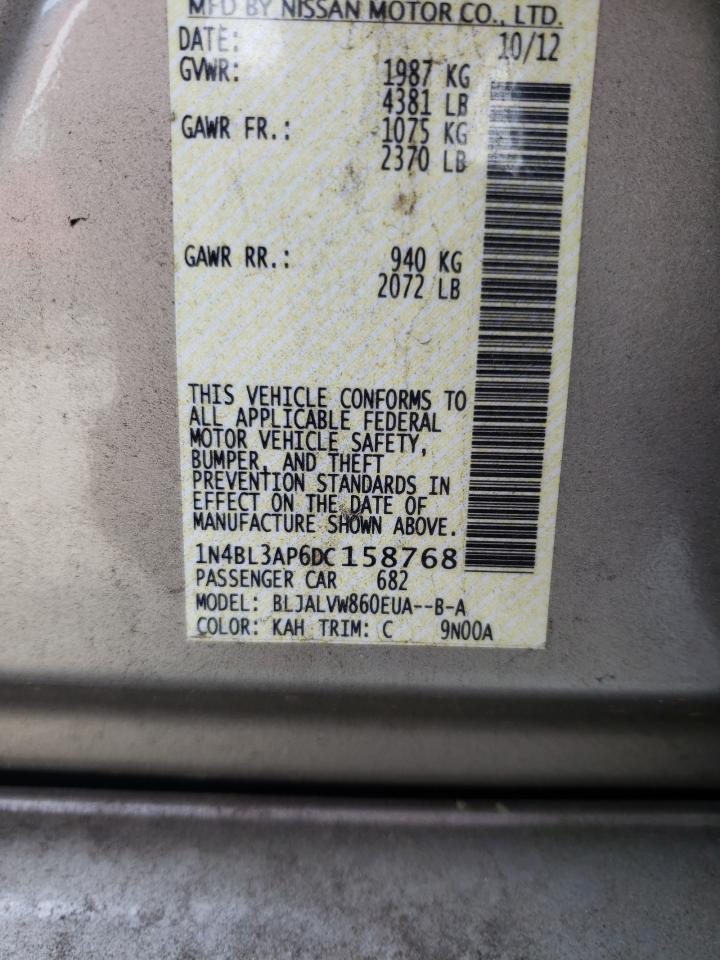 Photo 10 from auction – 2013 NISSAN ALTIMA 3.5 with VIN 1N4BL3AP6DC158768