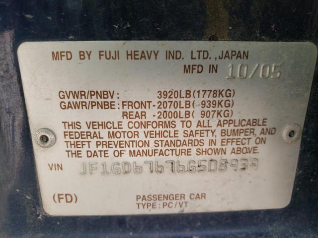 Photo 10 from auction – 2006 SUBARU IMPREZA 2. with VIN JF1GD67676G508939