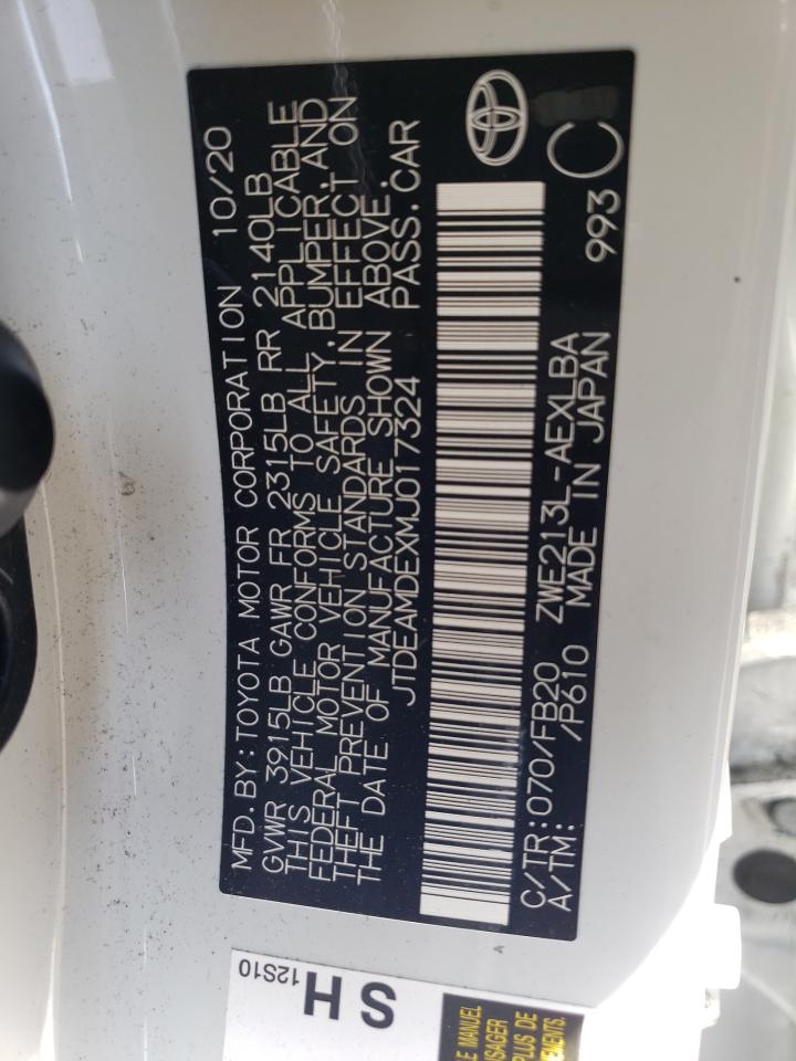 Photo 10 from auction – 2021 TOYOTA COROLLA LE with VIN JTDEAMDEXMJ017324