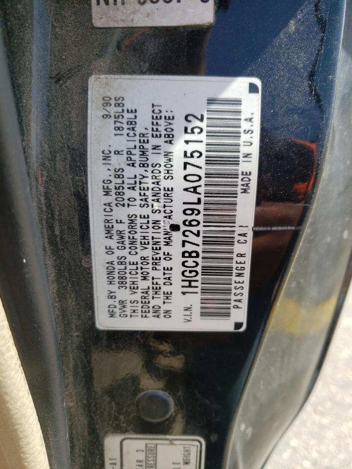 Photo 10 from auction – 1990 HONDA ACCORD EX with VIN 1HGCB7269LA075152