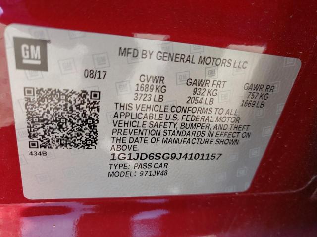 Photo 10 from auction – 2018 CHEVROLET SONIC LT with VIN 1G1JD6SG9J4101157
