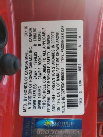 Photo 10 from auction – 2016 HONDA CIVIC LX with VIN 2HGFC2F5XGH560261