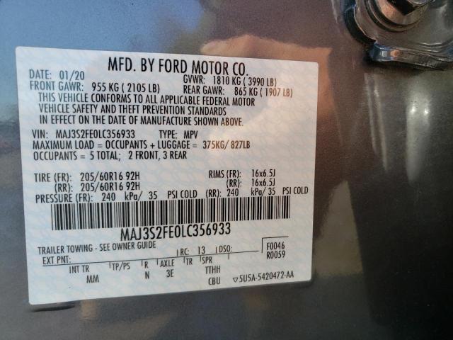 Photo 10 from auction – 2020 FORD ECOSPORT S with VIN MAJ3S2FE0LC356933