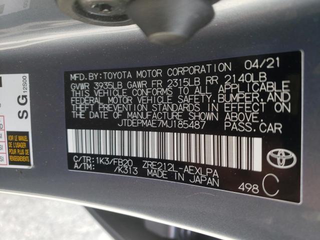 Photo 10 from auction – 2021 TOYOTA COROLLA LE with VIN JTDEPMAE7MJ185487