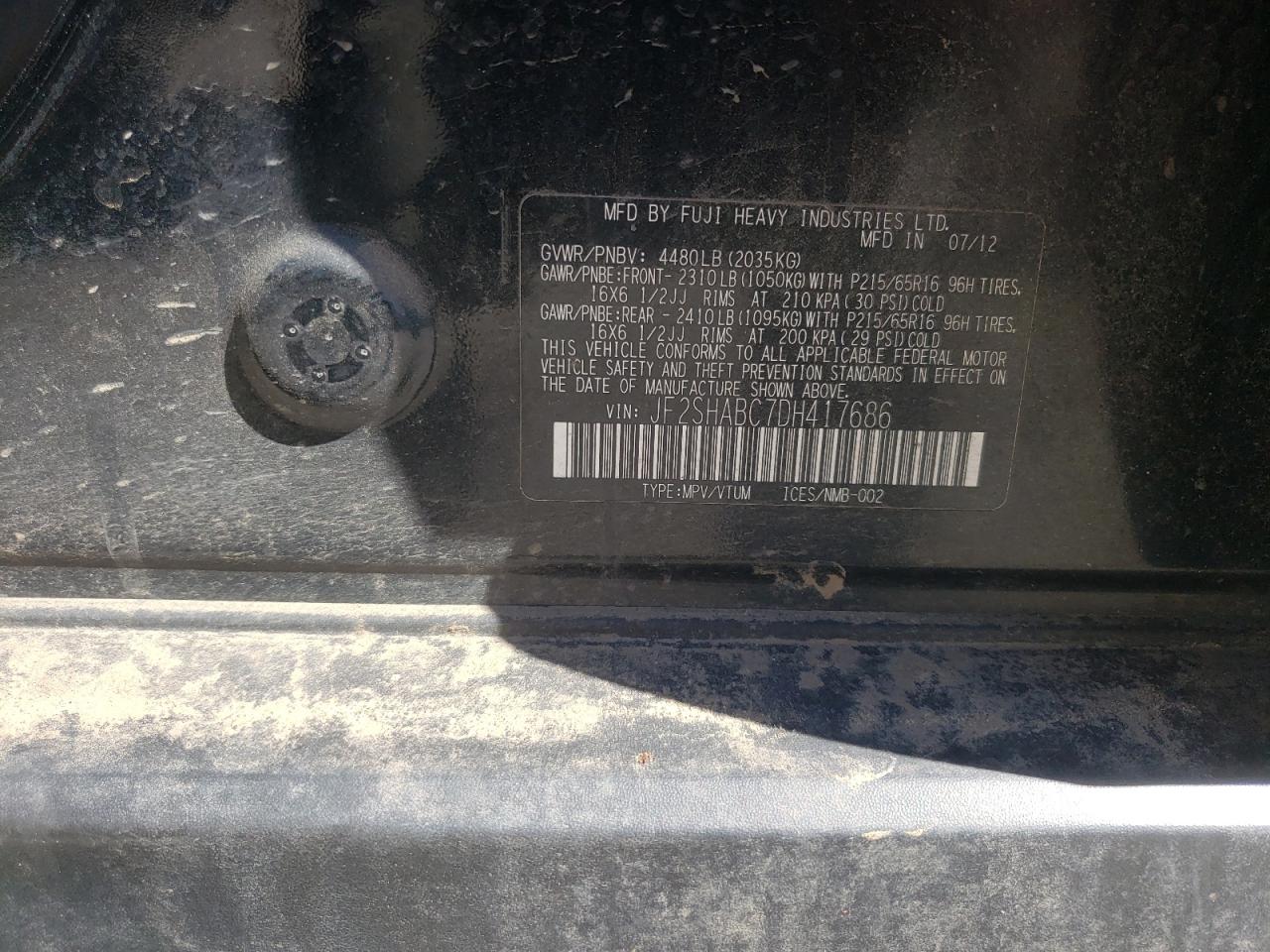 Photo 10 from auction – 2013 SUBARU FORESTER 2 with VIN JF2SHABC7DH417686