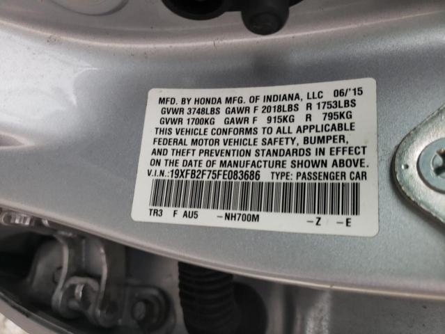 Photo 10 from auction – 2015 HONDA CIVIC SE with VIN 19XFB2F75FE083686