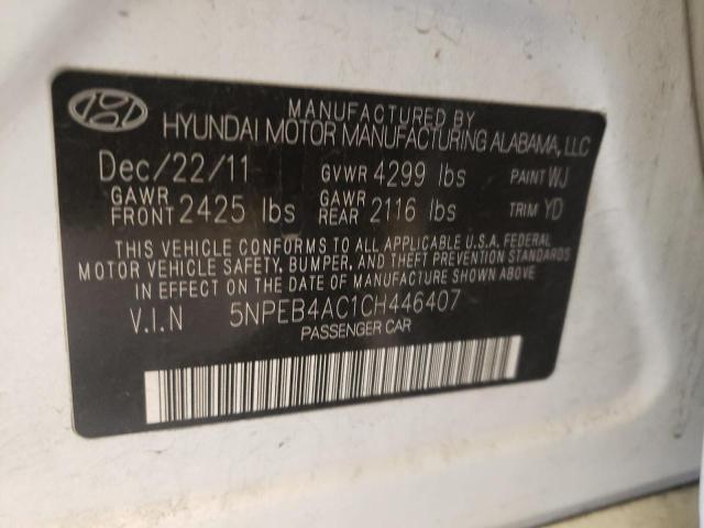 Photo 10 from auction – 2012 HYUNDAI SONATA GLS with VIN 5NPEB4AC1CH446407