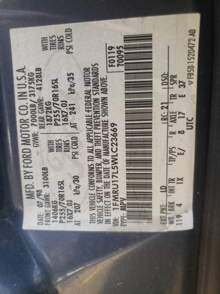 Photo 11 from auction – 1998 FORD EXPEDITION with VIN 1FMRU17L5WLC23669