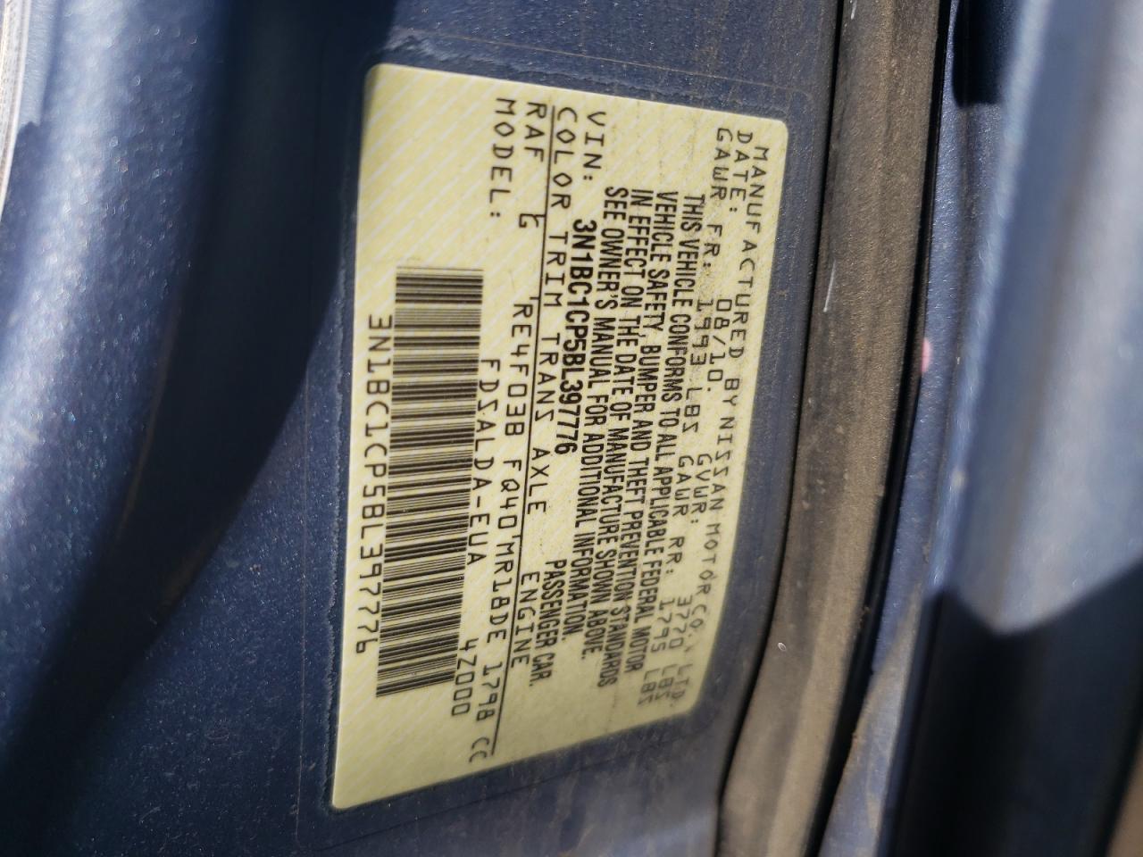 Photo 10 from auction – 2011 NISSAN VERSA S with VIN 3N1BC1CP5BL397776