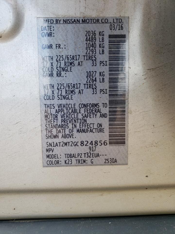 Photo 10 from auction – 2016 NISSAN ROGUE S with VIN 5N1AT2MT2GC824856