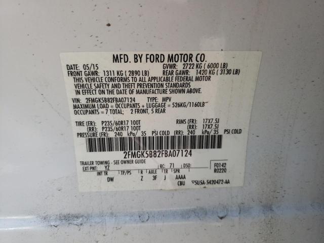 Photo 10 from auction – 2015 FORD FLEX SE with VIN 2FMGK5B82FBA07124
