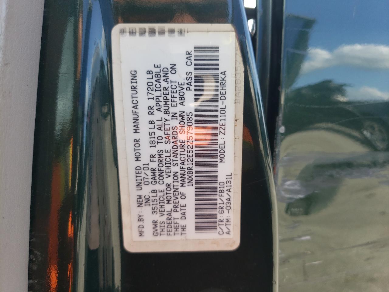 Photo 10 from auction – 2002 TOYOTA COROLLA CE with VIN 1NXBR12E52Z579085