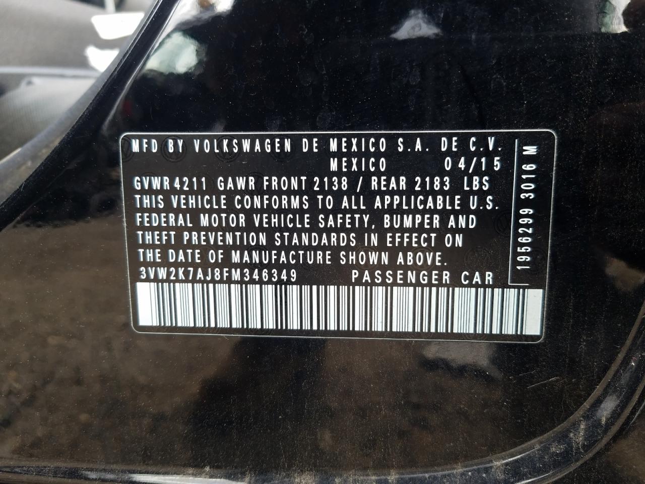 Photo 10 from auction – 2015 VOLKSWAGEN JETTA BASE with VIN 3VW2K7AJ8FM346349