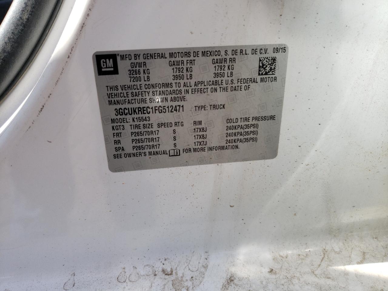 Photo 10 from auction – 2015 CHEVROLET SILVERADO with VIN 3GCUKREC1FG512471