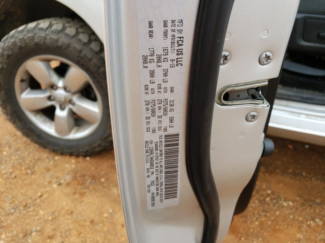 Photo 10 from auction – 2017 RAM 1500 SLT with VIN 1C6RR6LT0HS500818