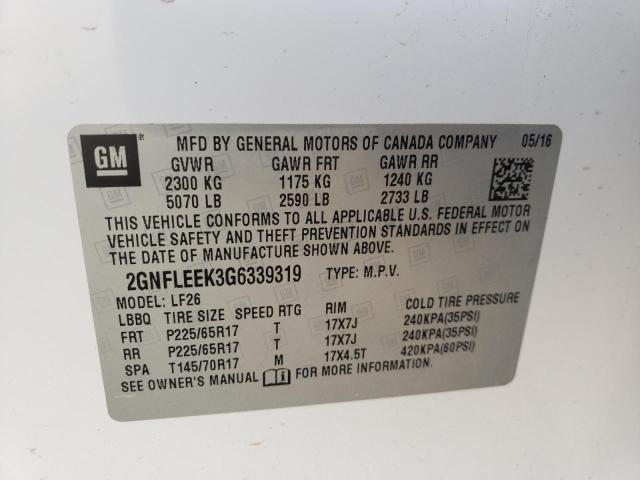 Photo 10 from auction – 2016 CHEVROLET EQUINOX LS with VIN 2GNFLEEK3G6339319