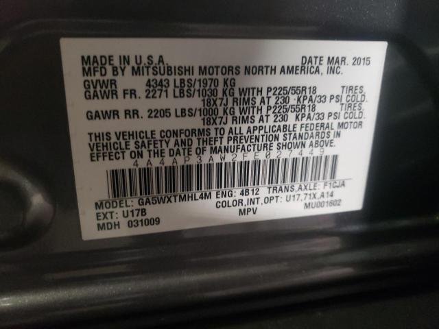 MITSUBISHI OUTLANDER 2015 with VIN 4A4AP3AW2FE027449 - Photo from auction