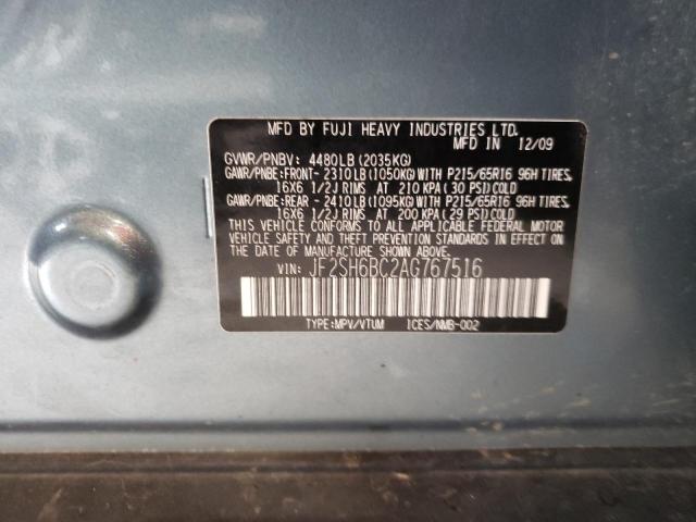 Photo 10 from auction – 2010 SUBARU FORESTER X with VIN JF2SH6BC2AG767516